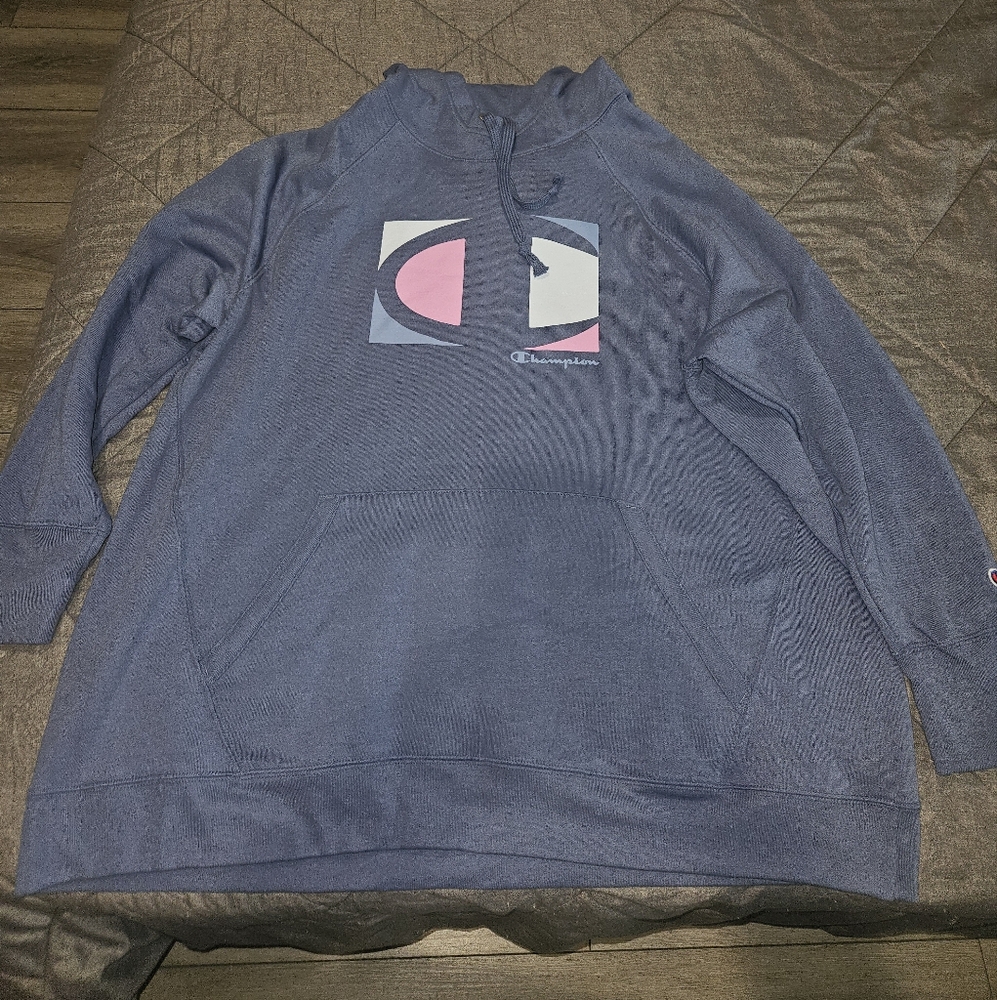 Champion Blue Hoodie with Logo